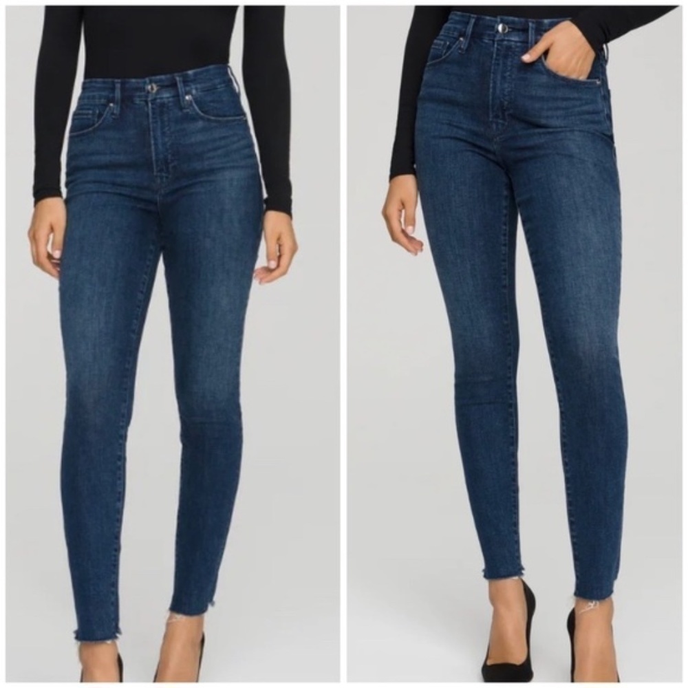 Good American Good Legs With Raw Chewed Hems in Blue 653 SZ 12/31